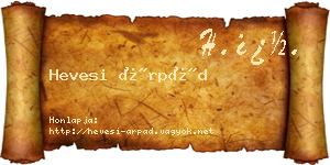 Hevesi Árpád névjegykártya