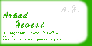 arpad hevesi business card